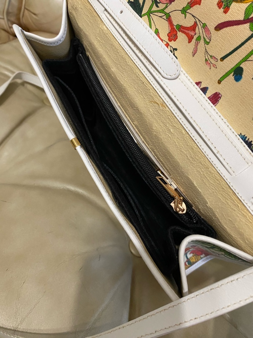 SALE Gucci Large Vintage Flora Shoulder Bag COA Floral Canvas Leather Clutch - Picture 12 of 15